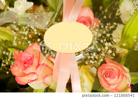 Flowers and blank lable 121808541