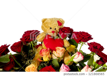 Teddy bear and roses Teddy bear and roses 121808565