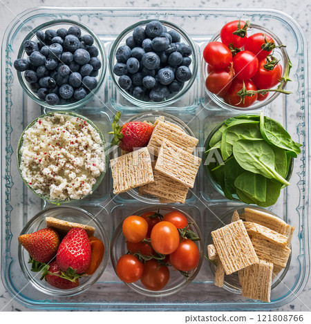 Colorful Healthy Foods in Container 121808766