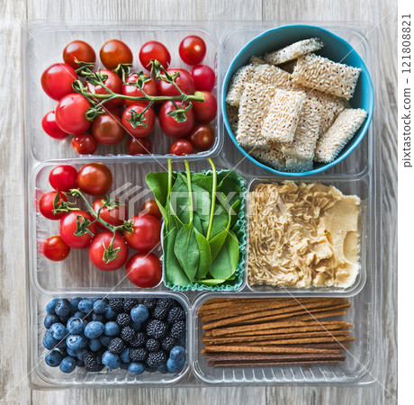 Colorful Healthy Foods in Container 121808821