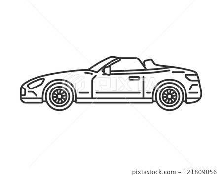 從側面看到的敞篷車插圖(線條圖) 從側面看到的敞篷車插圖(線條圖) 121809056