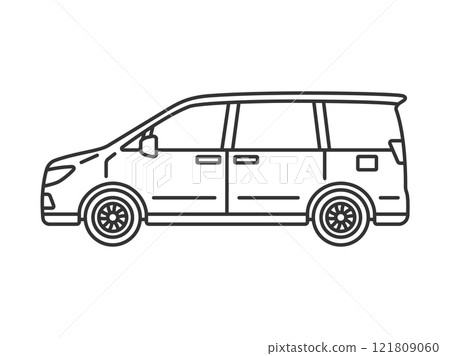 從側面看到的小型貨車(線圖)的插圖 從側面看到的小型貨車(線圖)的插圖 121809060