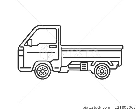 Side view of a light truck (line drawing) 121809063