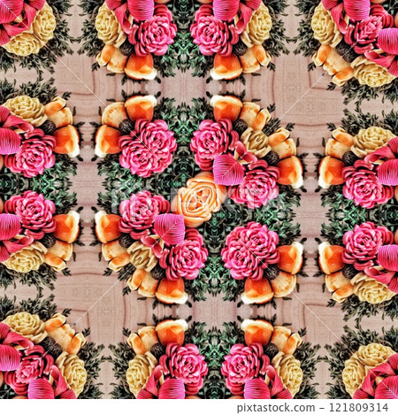 Mystical pattern design for the background. Fantasy flower texture for paper, wrapper, fabric, business card, carpet, tile, flyer printing. Swirl of luxury marble for any type of elegant home decor 121809314