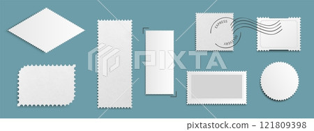 Postage stamp blank frame collection 121809398