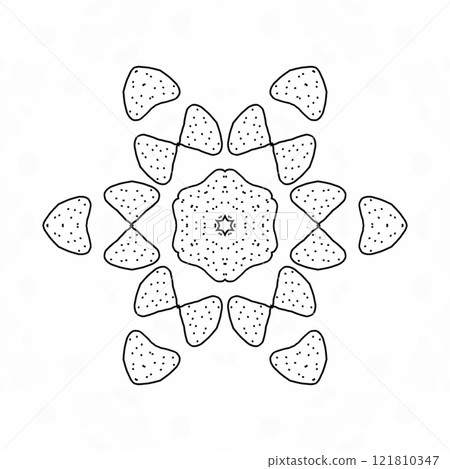 Coloring book page for kindergarten school students. Mandala colouring for traditional festive decoration. Artwork for practicing color fill up. Doodle work sample for learning purpose 121810347