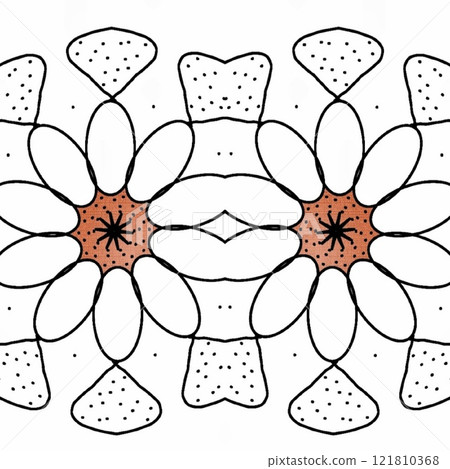 Coloring book page for kindergarten school students. Mandala colouring for traditional festive decoration. Artwork for practicing color fill up. Doodle work sample for learning purpose 121810368