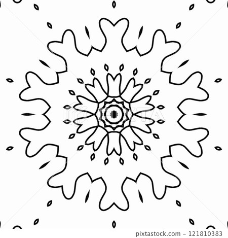 Coloring book page for kindergarten school students. Mandala colouring for traditional festive decoration. Artwork for practicing color fill up. Doodle work sample for learning purpose 121810383