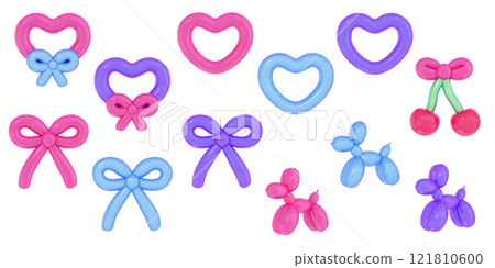 Colorful POP balloon art 3D illustration set Colorful POP balloon art 3D illustration set 121810600