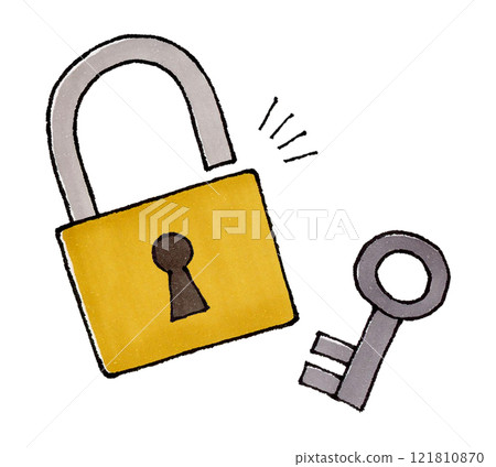 Padlock and key (unlocking) Padlock and key (unlocking) 121810870