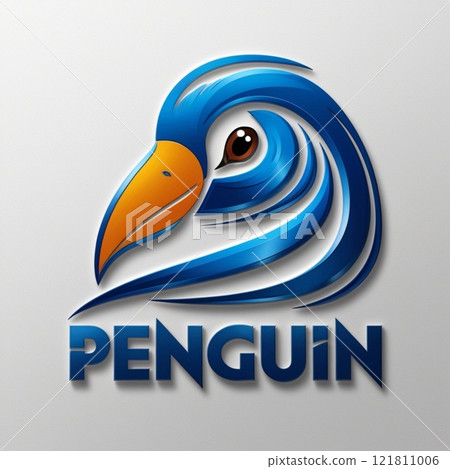 Stylized penguin logo design with blue and orange accents. Stylized penguin logo design with blue and orange accents. 121811006