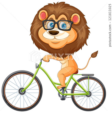 Lion Riding a Bicycle Illustration 121811025