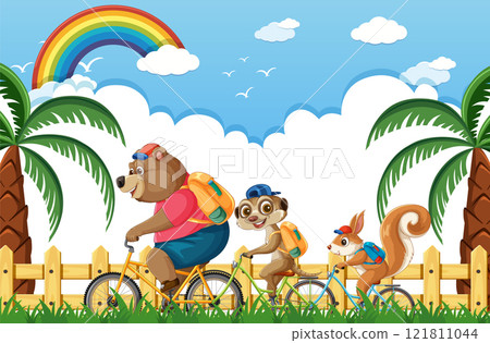 Animals Biking Under a Rainbow Animals Biking Under a Rainbow 121811044