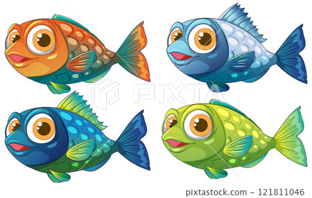 Colorful Cartoon Fish in the Ocean Colorful Cartoon Fish in the Ocean 121811046