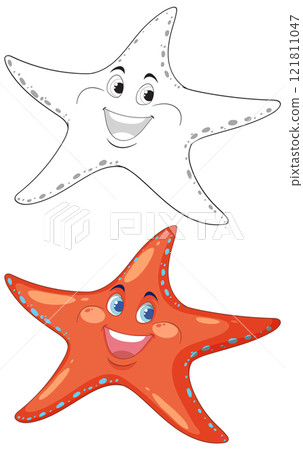 Cheerful Starfish Cartoon Illustration Cheerful Starfish Cartoon Illustration 121811047