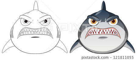 Fierce Cartoon Shark Illustration 121811055
