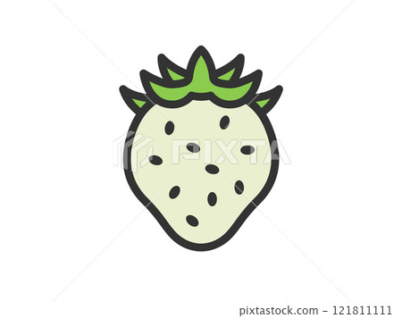 Illustration of white strawberry icon (line drawing color) 121811111
