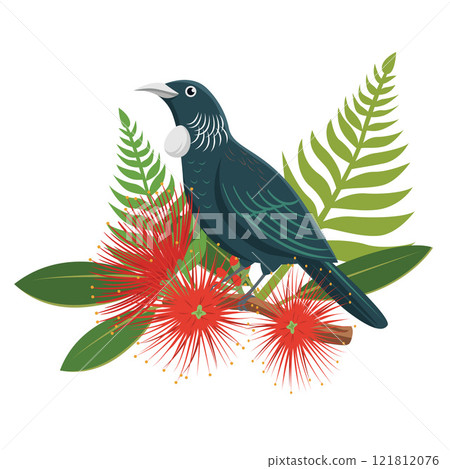 Tui Perched on Pohutukawa 121812076