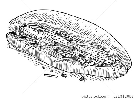 A Hand-Drawn Banh Mi A Hand-Drawn Banh Mi 121812095