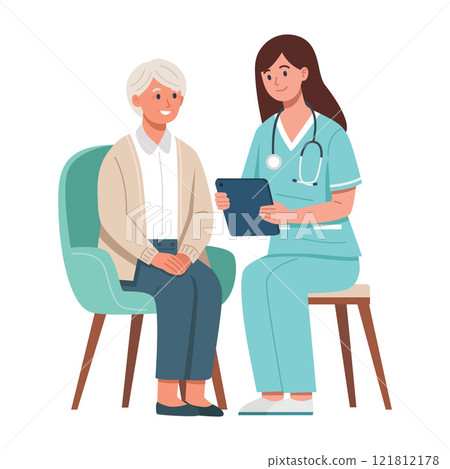 Nurse and Senior Patient Consultation 121812178