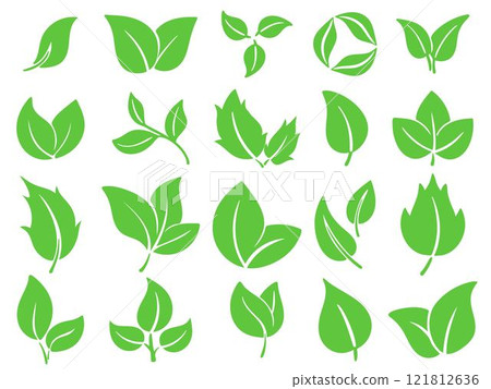 Fresh green leaves icons set Fresh green leaves icons set 121812636