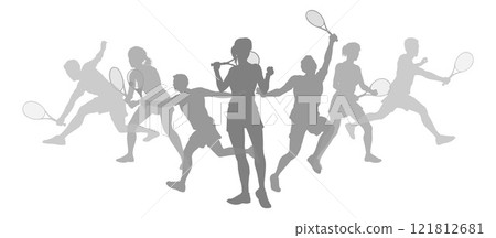 Silhouette Tennis Players Silhouettes Concept Silhouette Tennis Players Silhouettes Concept 121812681
