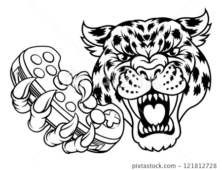 Jaguar Leopard Cheetah Panther Gamer Mascot 121812728