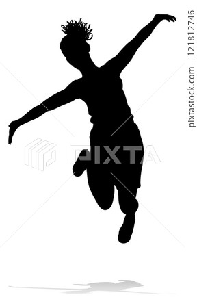 Happy Woman Jumping For Joy Silhouette Person 121812746