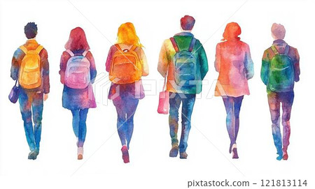 水彩畫男女背影設計 水彩畫男女背影設計 121813114