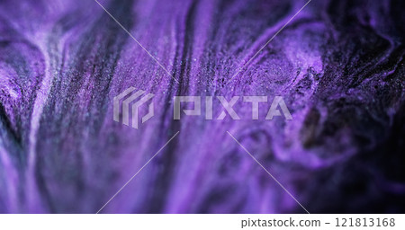 Shiny ink drip. Glitter fluid blend. Defocused purple blue black color sparkling particles texture paint cascade abstract art background. Shiny ink drip. Glitter fluid blend. Defocused purple blue black color sparkling particles texture paint cascade abstract art background. 121813168
