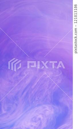 Drip ink wave. Fog swirl. Defocused bright purple splash paint texture mist cloud moving on abstract art background. 121813186