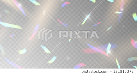 Light effect and zigzag ribbon falling from above on a beam of light, tinsel vector Light effect and zigzag ribbon falling from above on a beam of light, tinsel vector 121813372