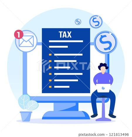 Illustration vector graphic cartoon character of tax 121813496