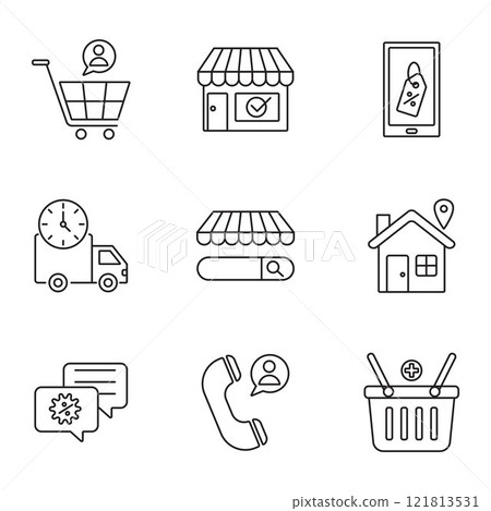 Collection of shopping and e-commerce icons 121813531