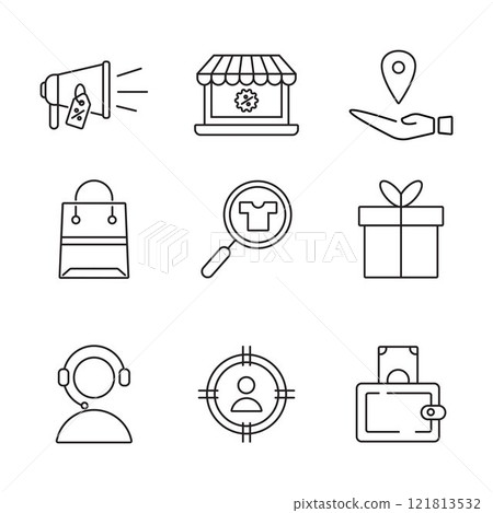 Collection of shopping and e-commerce icons 121813532