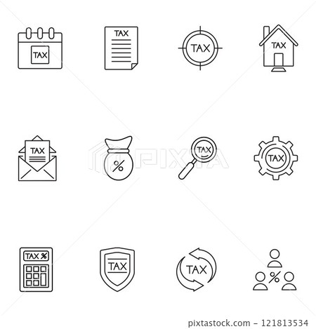 Collection of icons about taxes Collection of icons about taxes 121813534