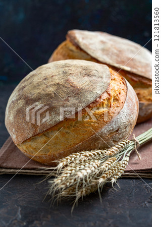 Freshly Baked Bread with Wheat. Freshly Baked Bread with Wheat. 121813560