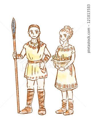 繩文時代的夫婦，男人，女人，矛，狩獵，繩文生活 121813583