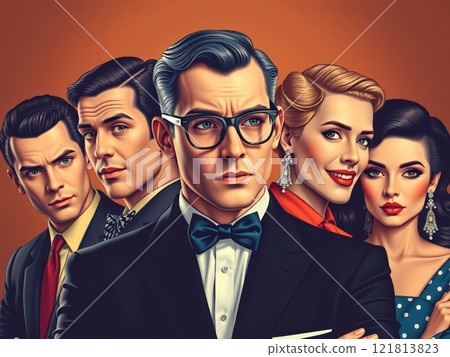 AI-generated images: Celebrities in 1950s formal fashion 121813823