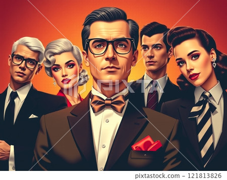 AI 生成圖像:20 世紀 50 年代正式時尚的名人男女 AI 生成圖像:20 世紀 50 年代正式時尚的名人男女 121813826