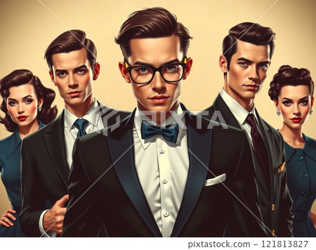 AI-generated images: Celebrities in 1950s formal fashion 121813827