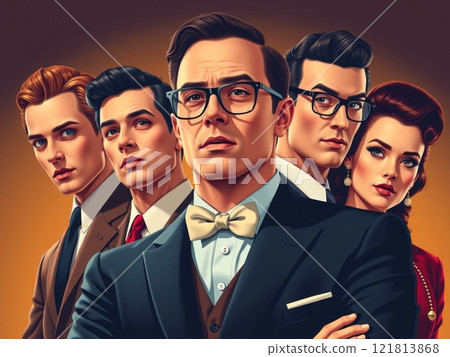 AI-generated images: Celebrities in 1950s formal fashion 121813868