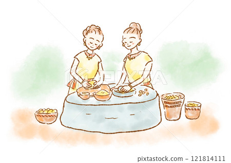 Jomon period, women, food, Jomon life, Jomon, girl, cooking 121814111