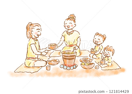 Jomon period, life, Jomon people, family, smile, eco, nature, peace, cooking 121814429