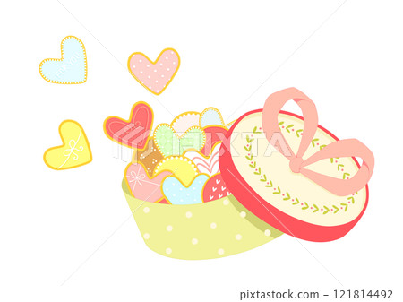 Heart cookie gift box illustration 121814492