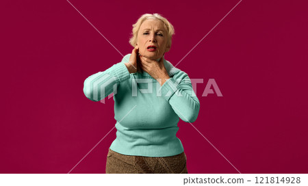 on pink studio background on pink studio background 121814928