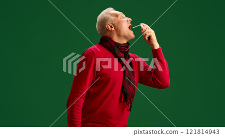 on green studio background on green studio background 121814943