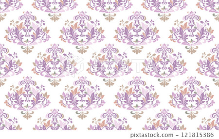 Floral pattern. Vintage wallpaper in the Baroque style. Seamless vector background. Colored ornament for fabric, wallpaper, packaging. Ornate Damask flower ornament 121815386