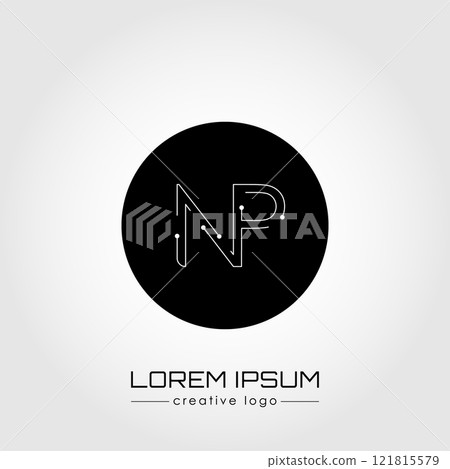 The creative logo is the letter N and P. A design element of a logo, business card, corporate sign or monogram. The idea of a thematic design 121815579