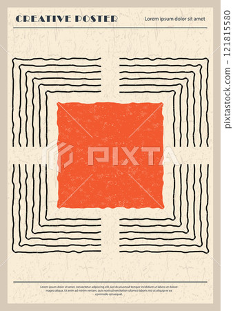 Geometric poster. Creative idea for interior design, postage stamp or cover Geometric poster. Creative idea for interior design, postage stamp or cover 121815580